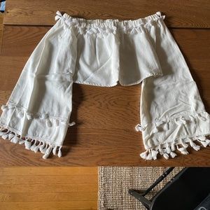 White Off-the-Shoulder Bell Sleeve Top